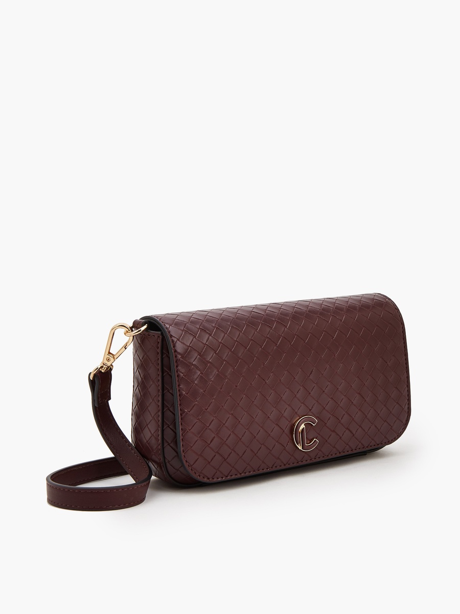 Woven Textured Crossbody Bag with Button Closure