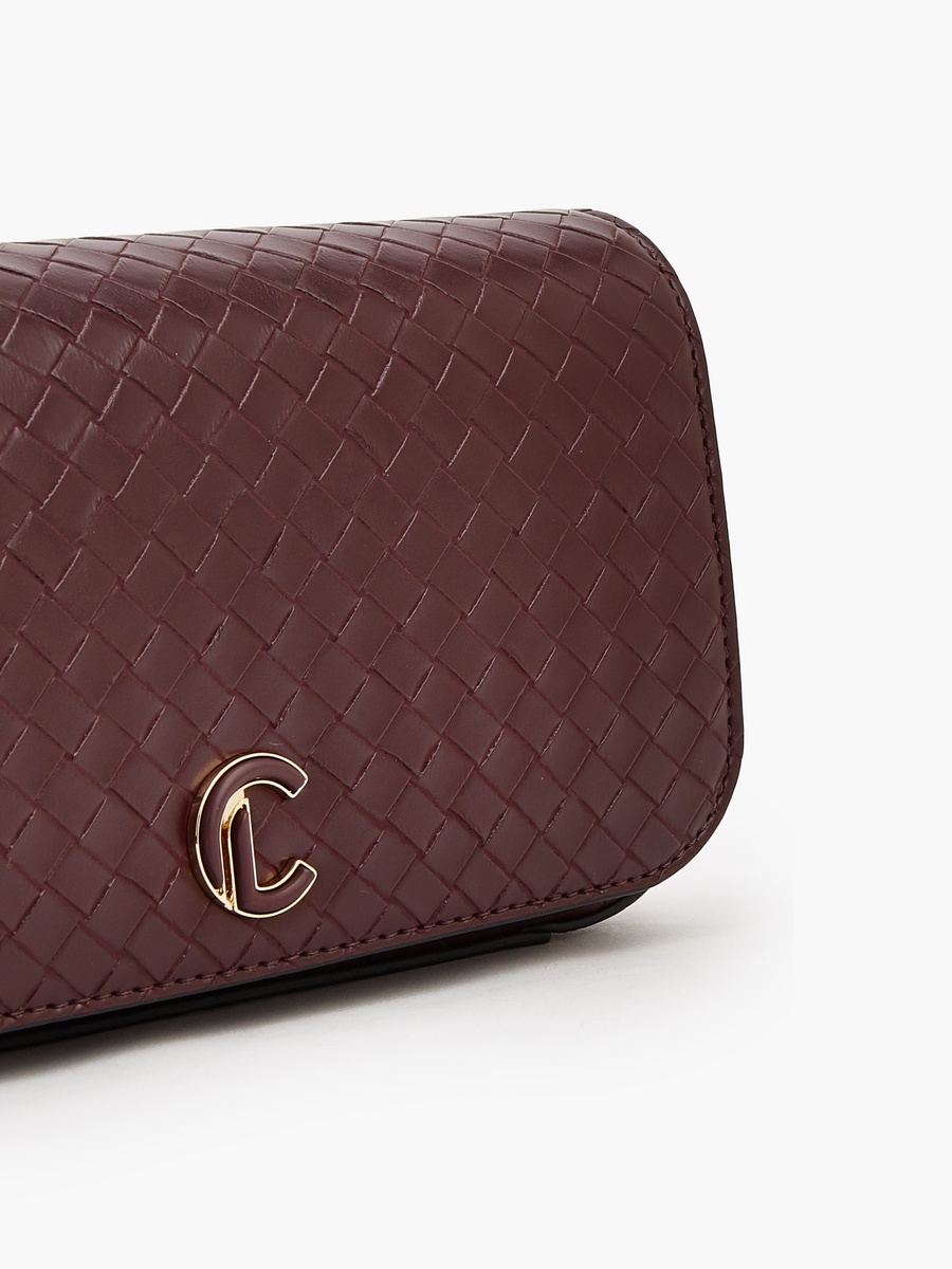 Woven Textured Crossbody Bag with Button Closure