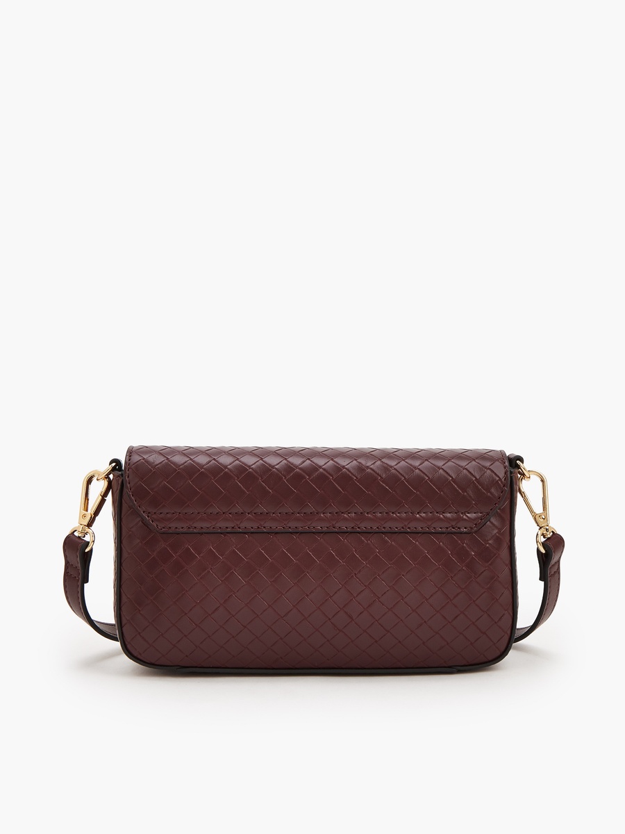Woven Textured Crossbody Bag with Button Closure