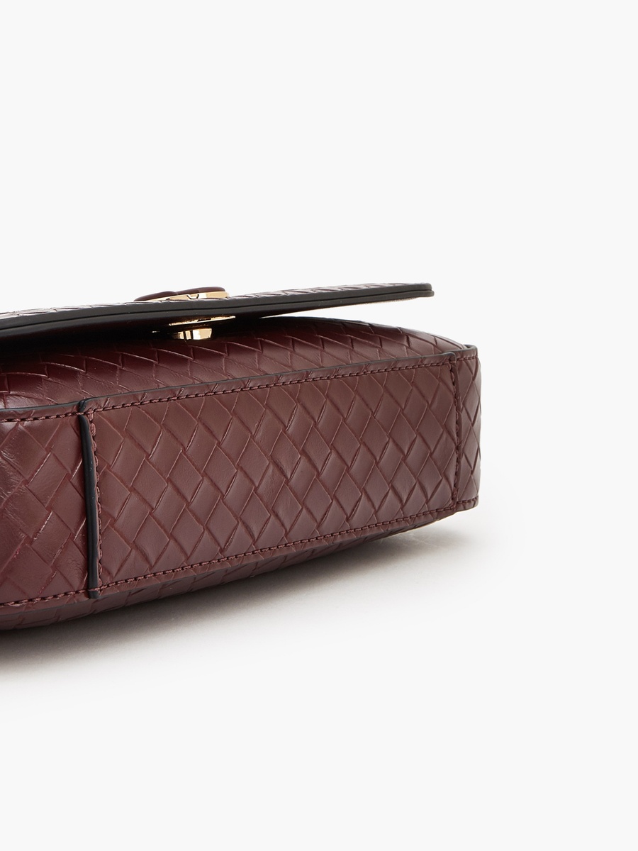 Woven Textured Crossbody Bag with Button Closure