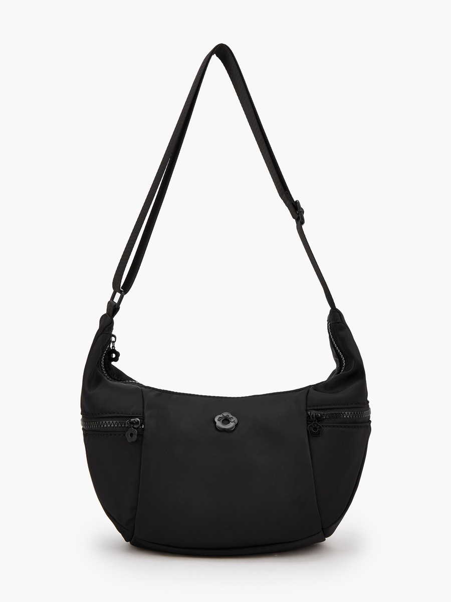 Solid Crossbody Bag with Zip Pockets