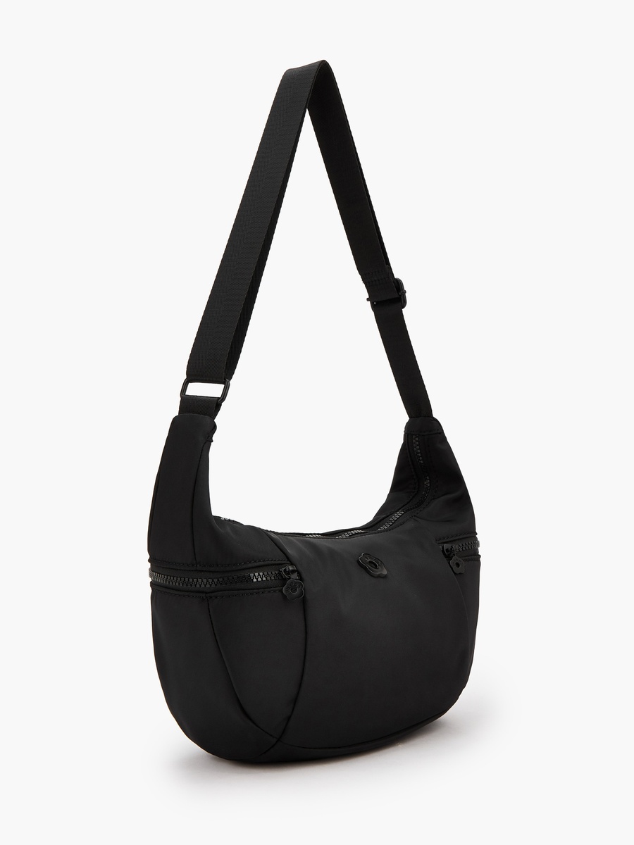 Solid Crossbody Bag with Zip Pockets