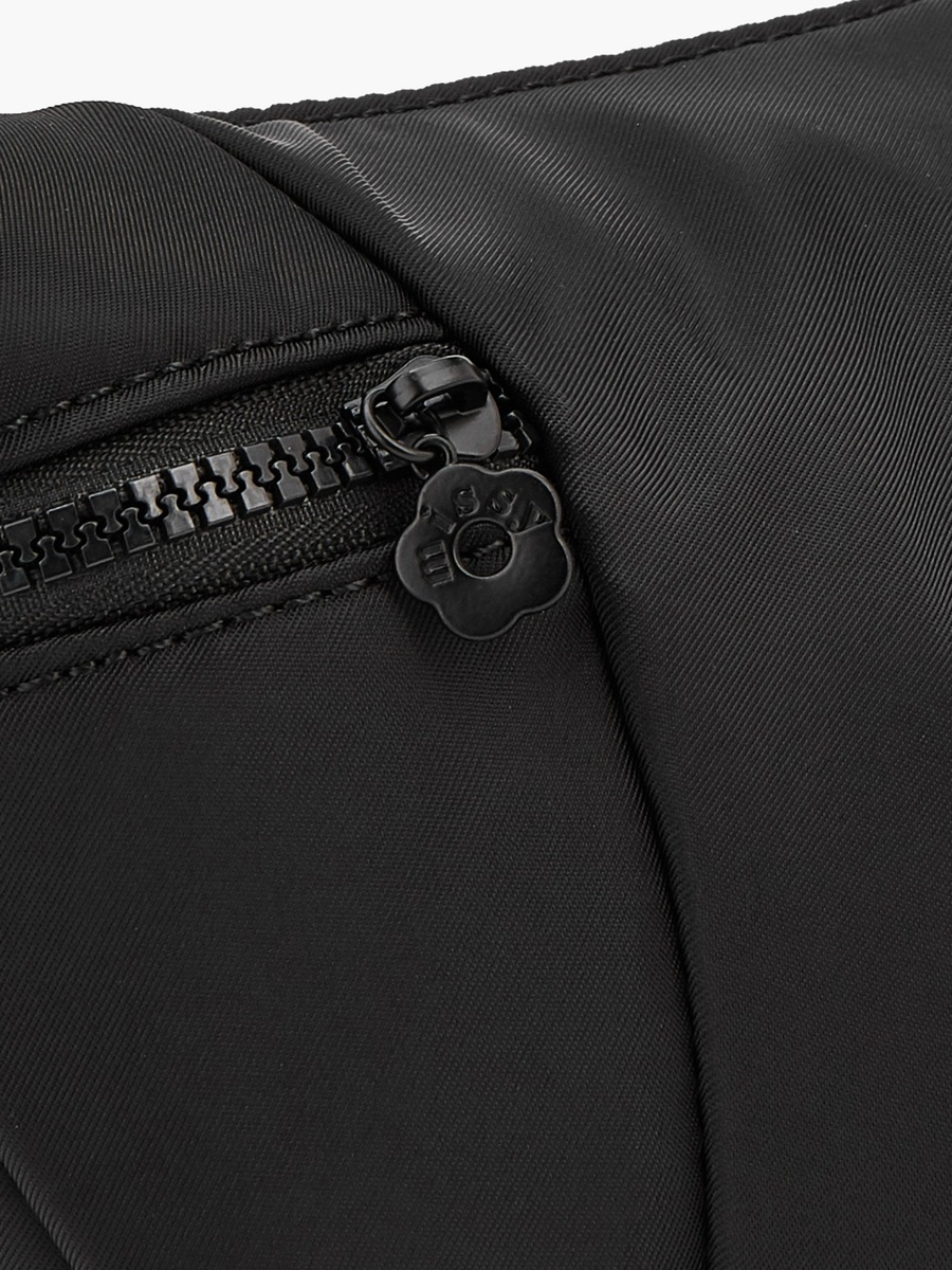 Solid Crossbody Bag with Zip Pockets