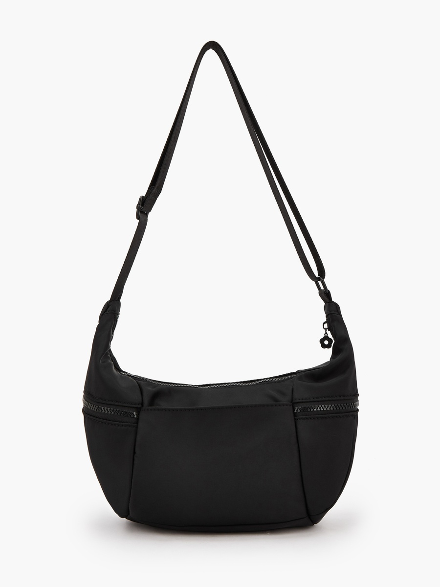 Solid Crossbody Bag with Zip Pockets