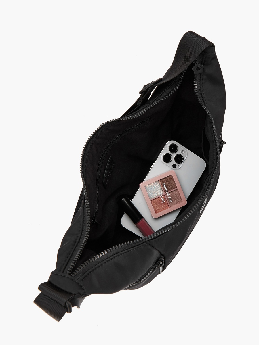 Solid Crossbody Bag with Zip Pockets
