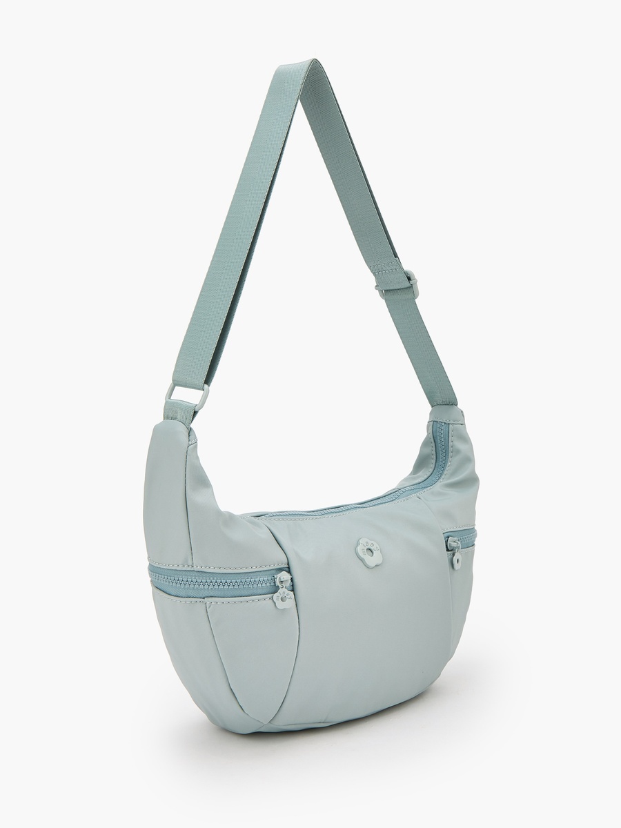 Solid Crossbody Bag with Zip Pockets