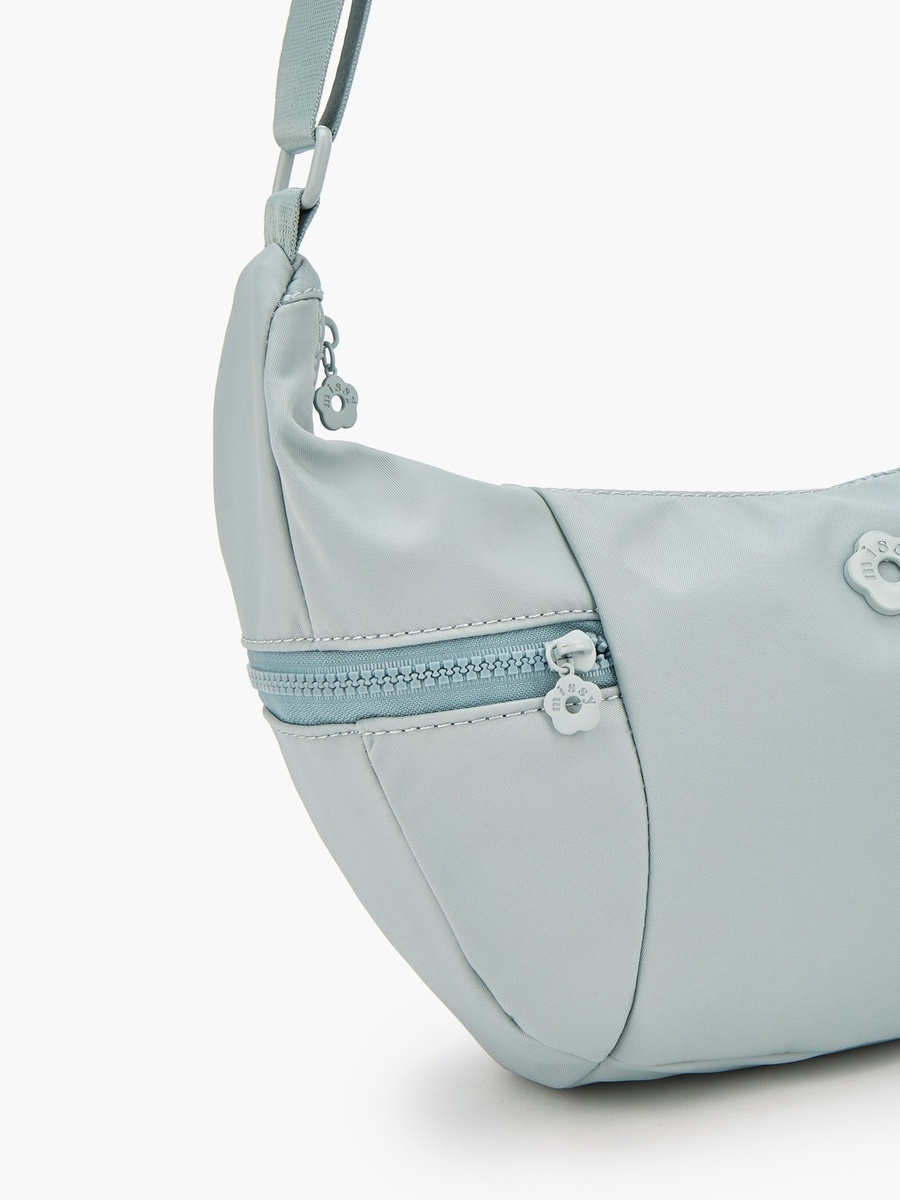 Solid Crossbody Bag with Zip Pockets