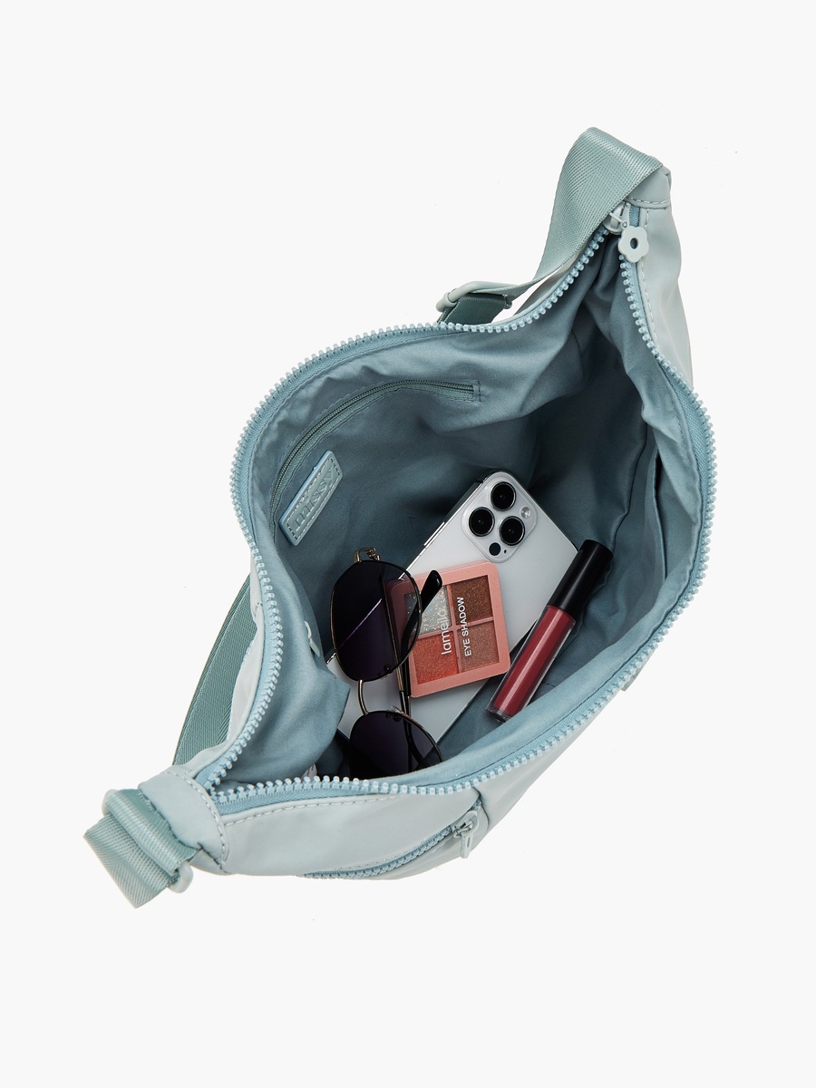 Solid Crossbody Bag with Zip Pockets