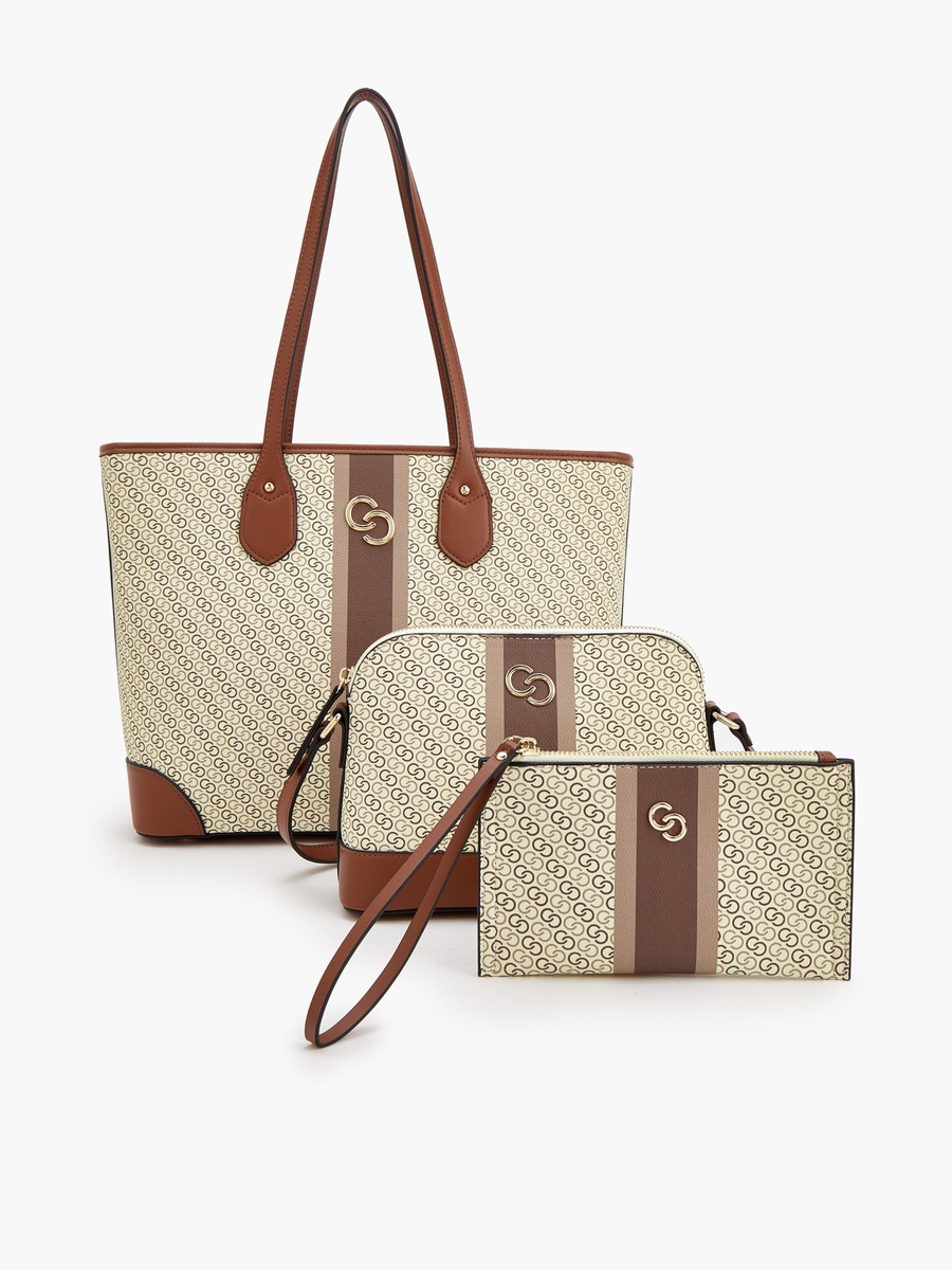 Monogram Tote Bag with Crossbody Bag and Pouch