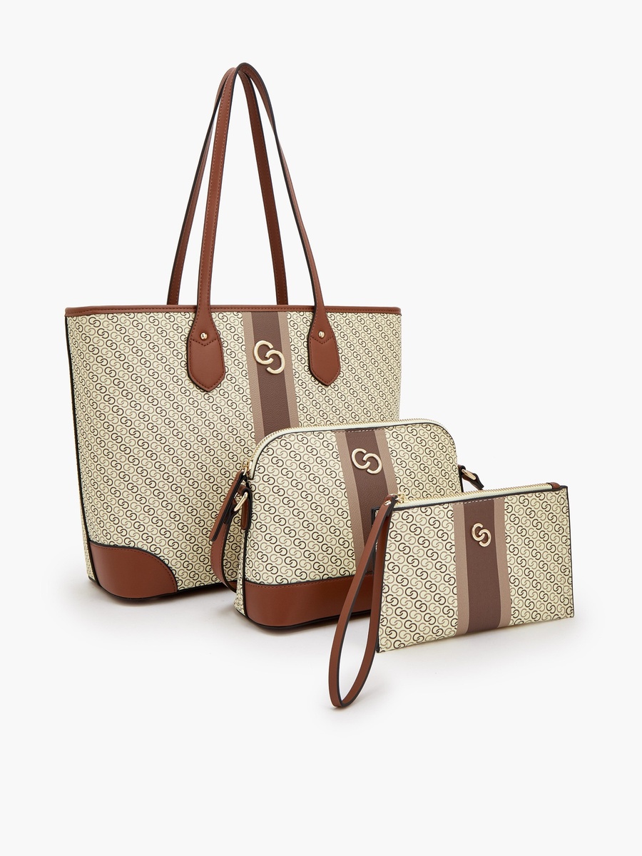 Monogram Tote Bag with Crossbody Bag and Pouch