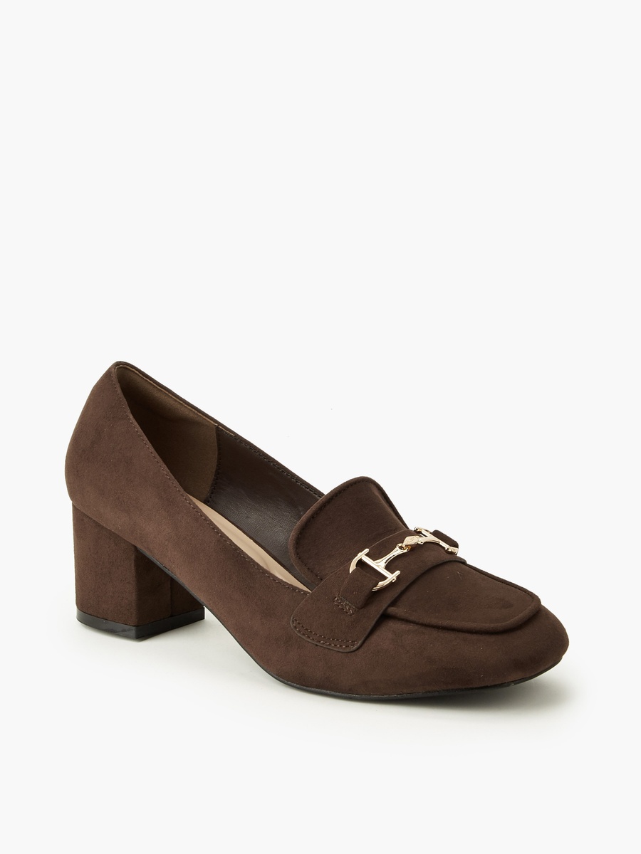 Women Plain Block Heel Loafers