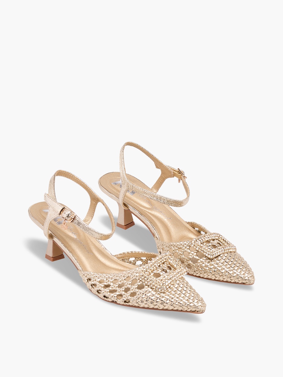 Women Textured Kitten Heel Shoes