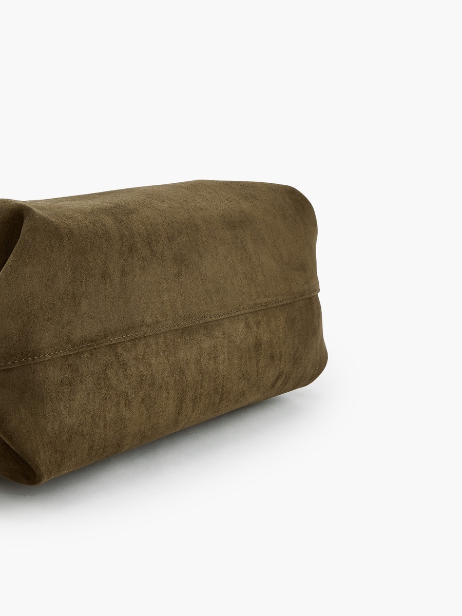 Suede Tote Bag with Metallic Charm