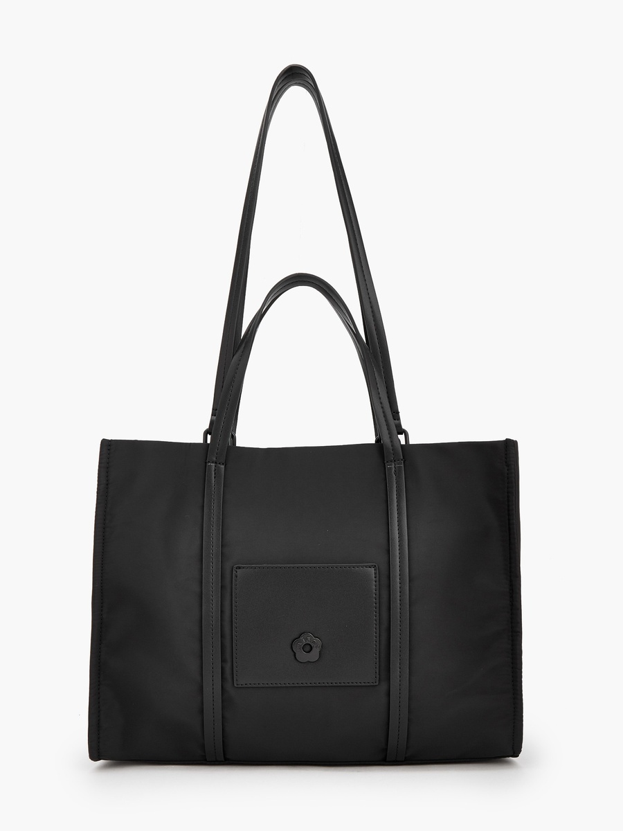 Solid Tote Bag with Front Utility Pocket
