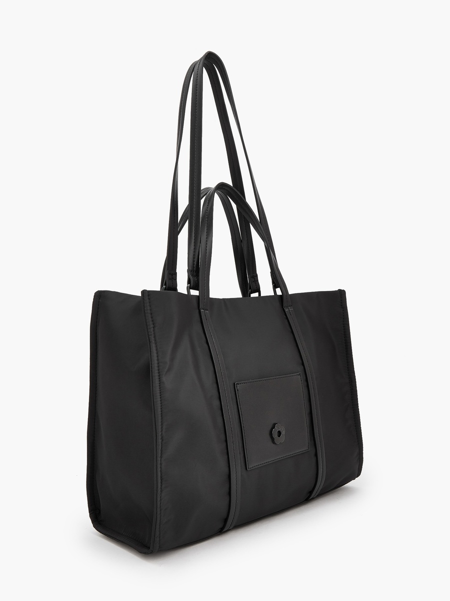 Solid Tote Bag with Front Utility Pocket