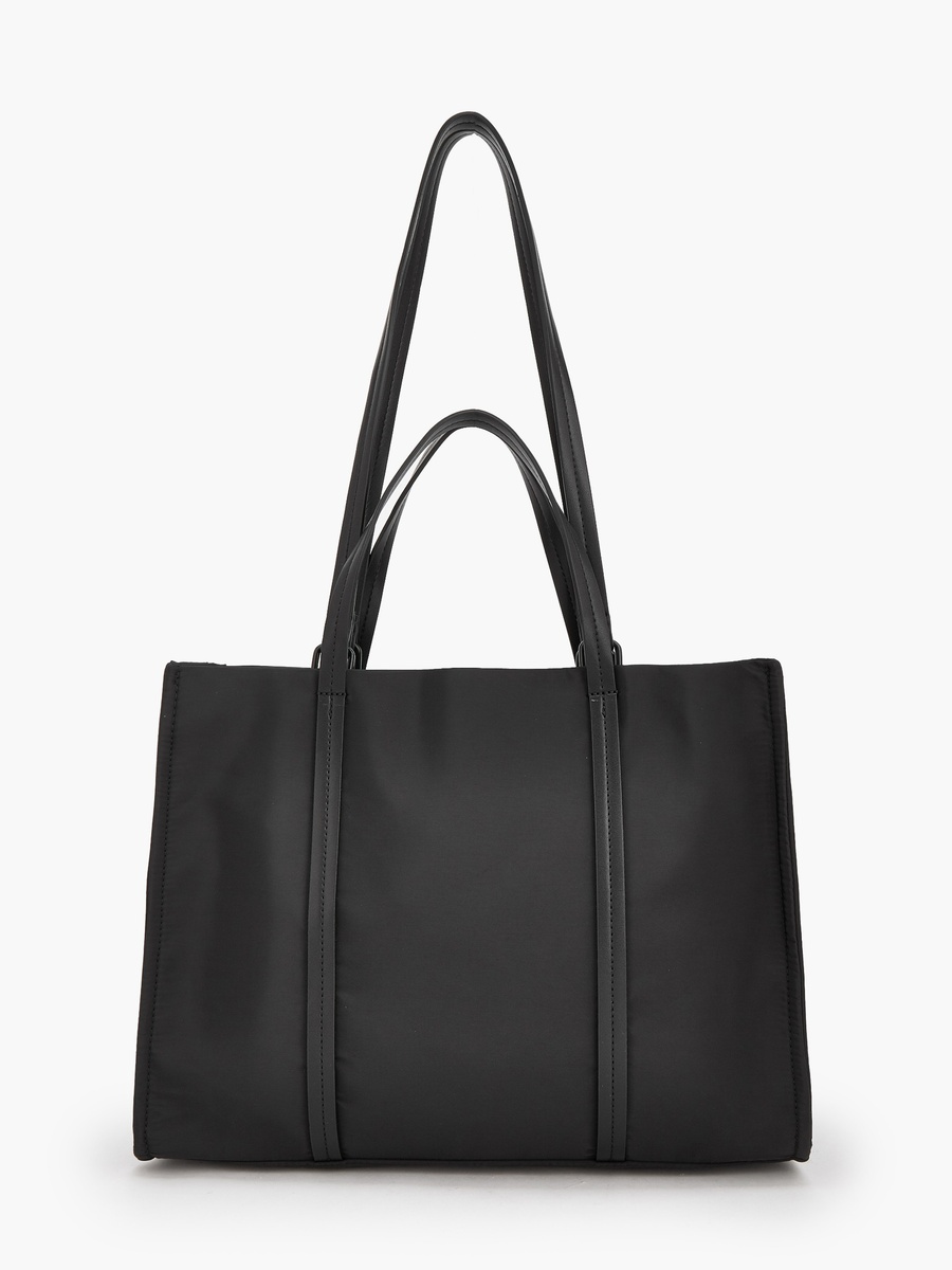 Solid Tote Bag with Front Utility Pocket