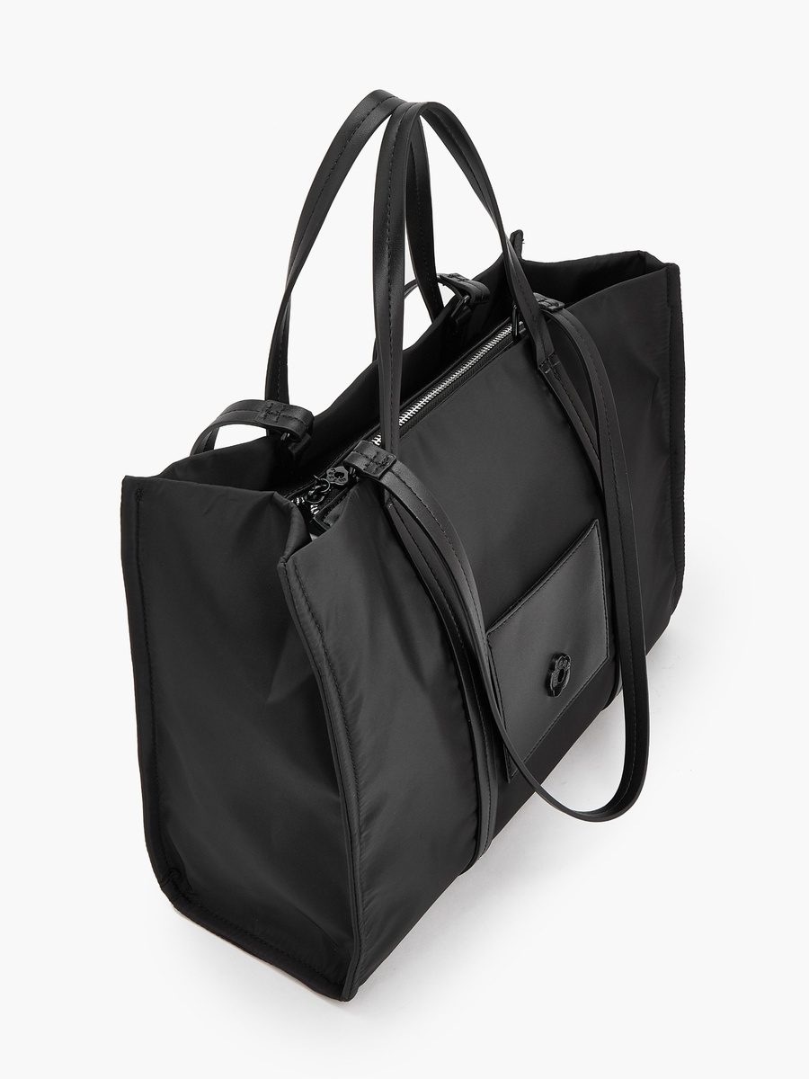 Solid Tote Bag with Front Utility Pocket