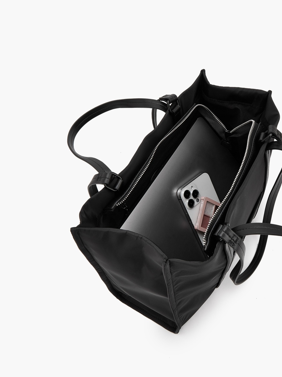 Solid Tote Bag with Front Utility Pocket