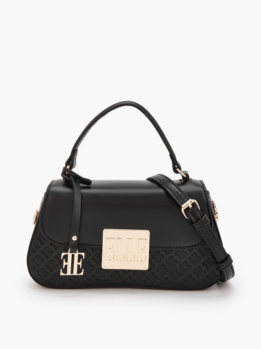 Monogram Embossed Satchel Bag with Detachable Strap