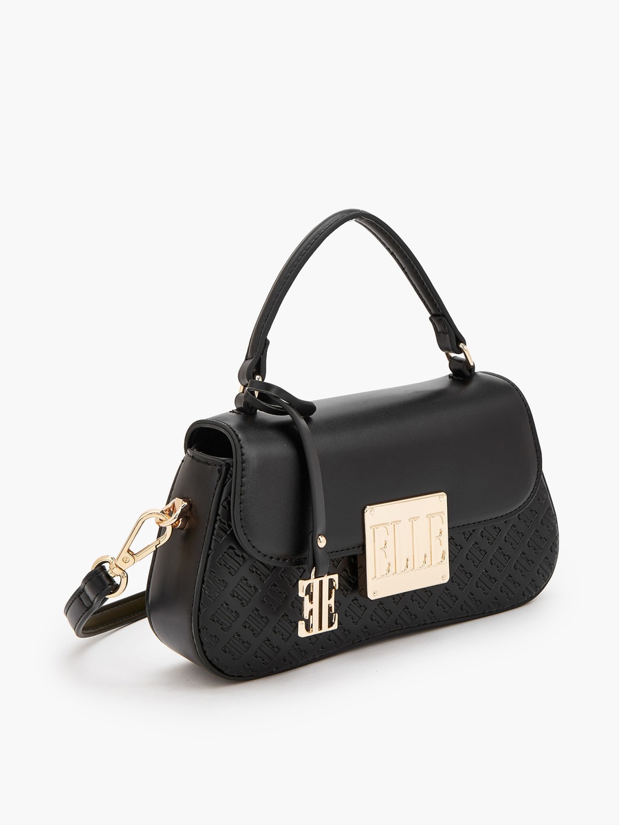 Monogram Embossed Satchel Bag with Detachable Strap