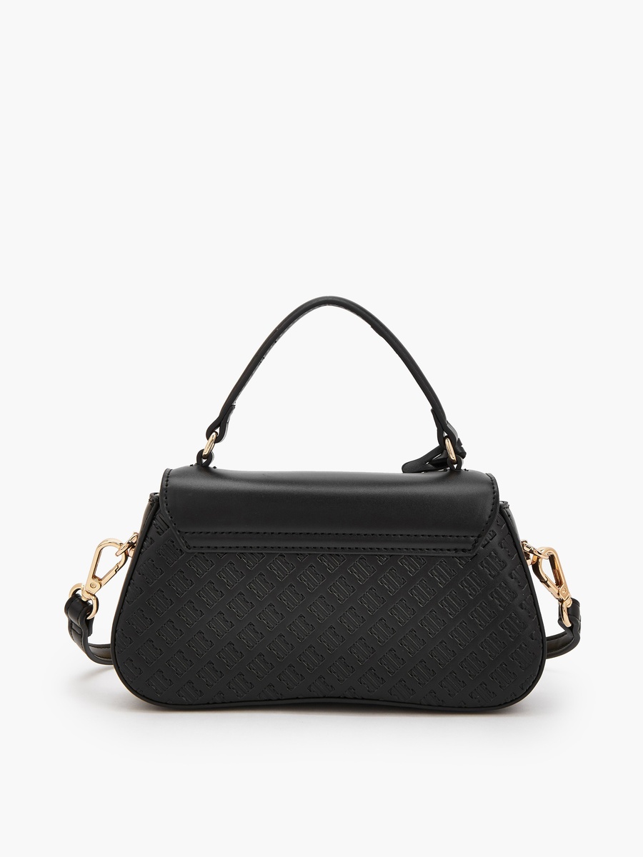 Monogram Embossed Satchel Bag with Detachable Strap
