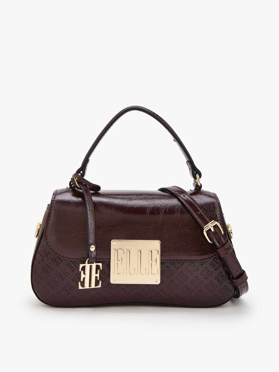 Monogram Embossed Satchel Bag with Detachable Strap