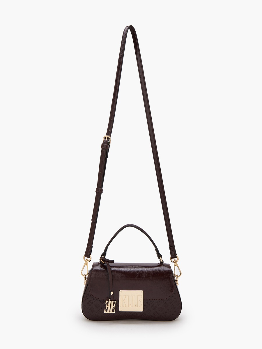 Monogram Embossed Satchel Bag with Detachable Strap