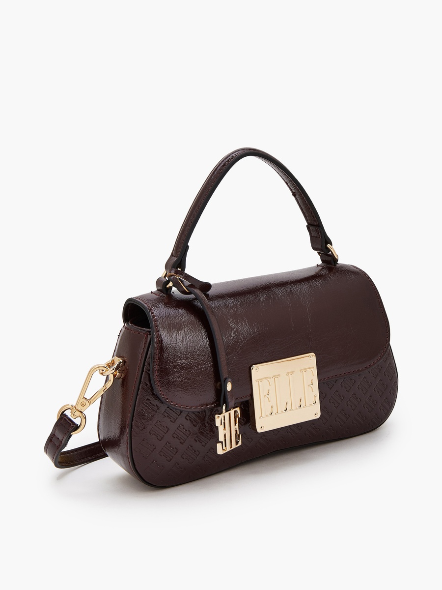 Monogram Embossed Satchel Bag with Detachable Strap
