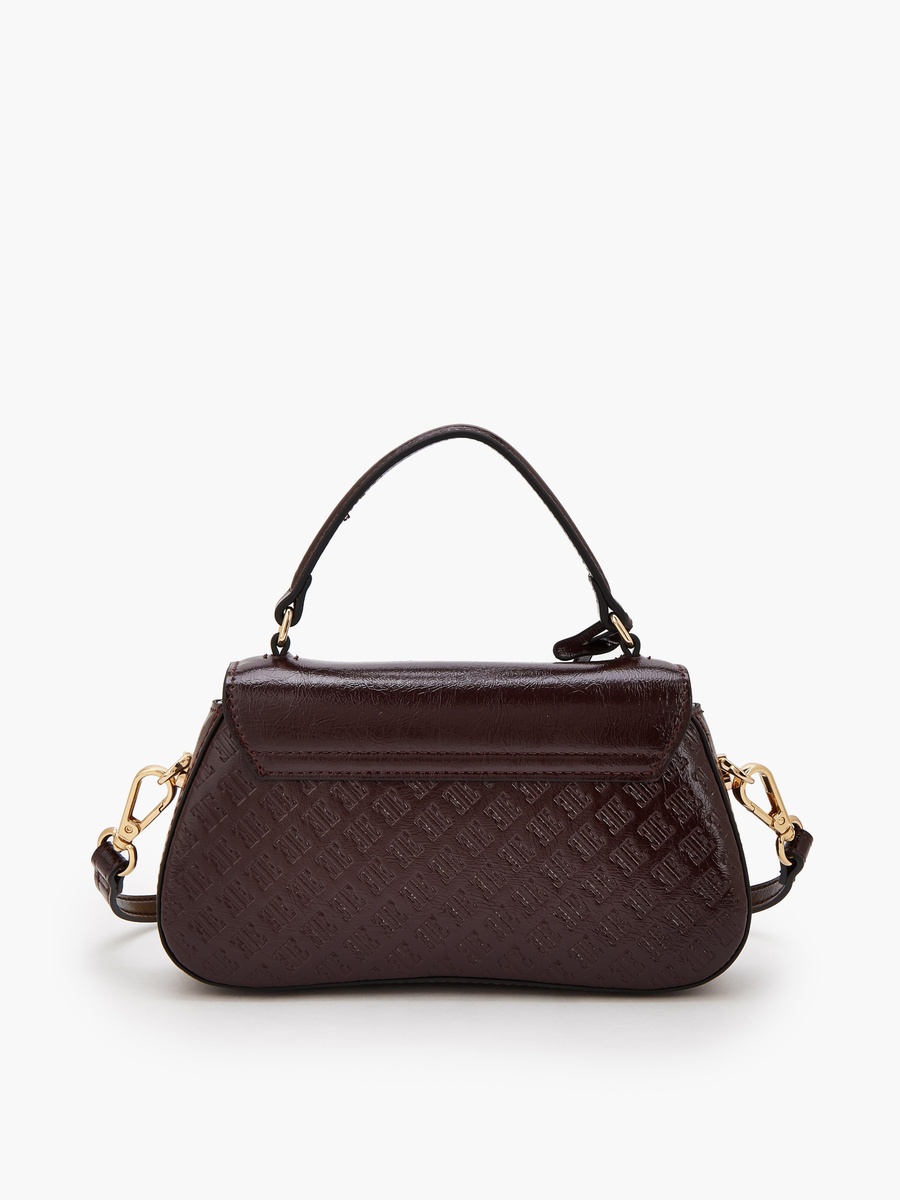 Monogram Embossed Satchel Bag with Detachable Strap