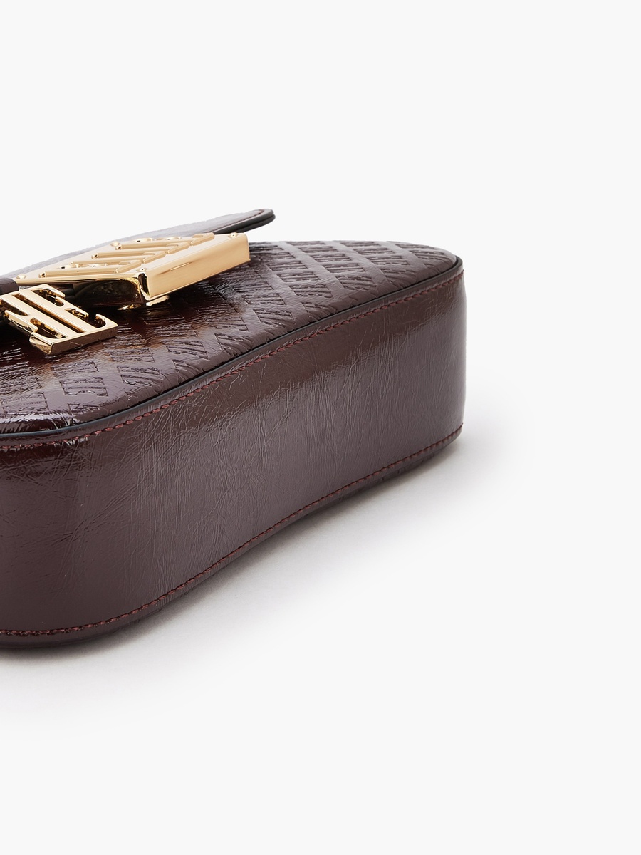 Monogram Embossed Satchel Bag with Detachable Strap