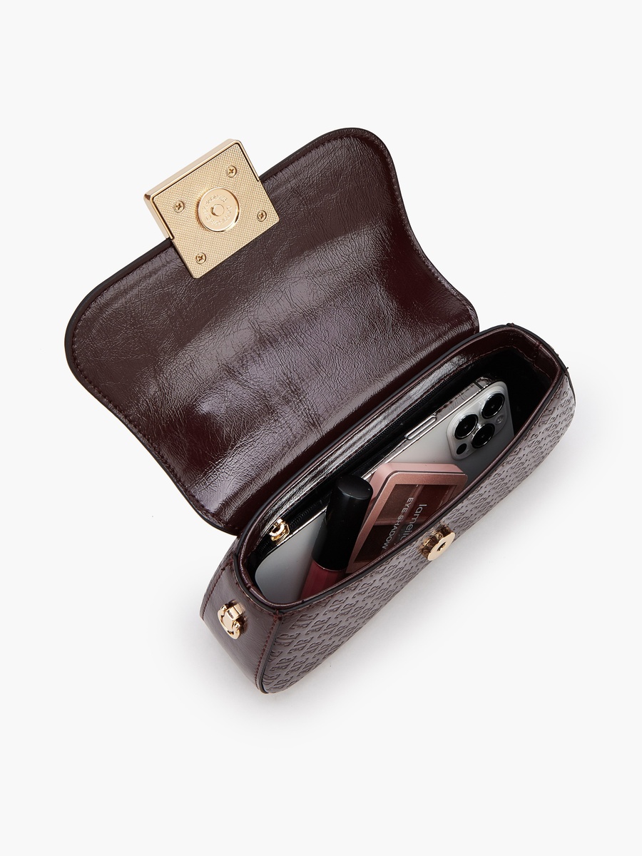 Monogram Embossed Satchel Bag with Detachable Strap