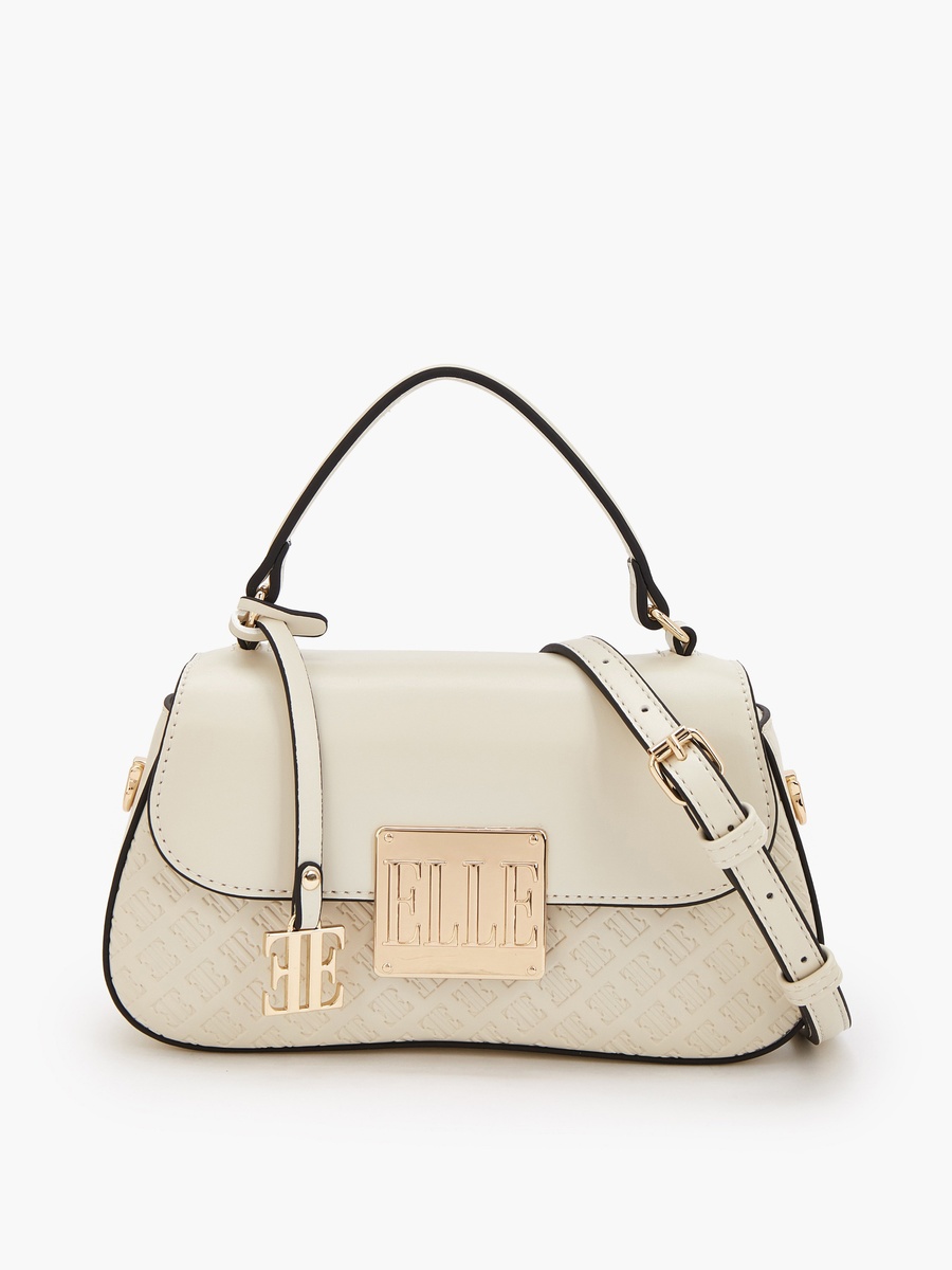 Monogram Embossed Satchel Bag with Detachable Strap