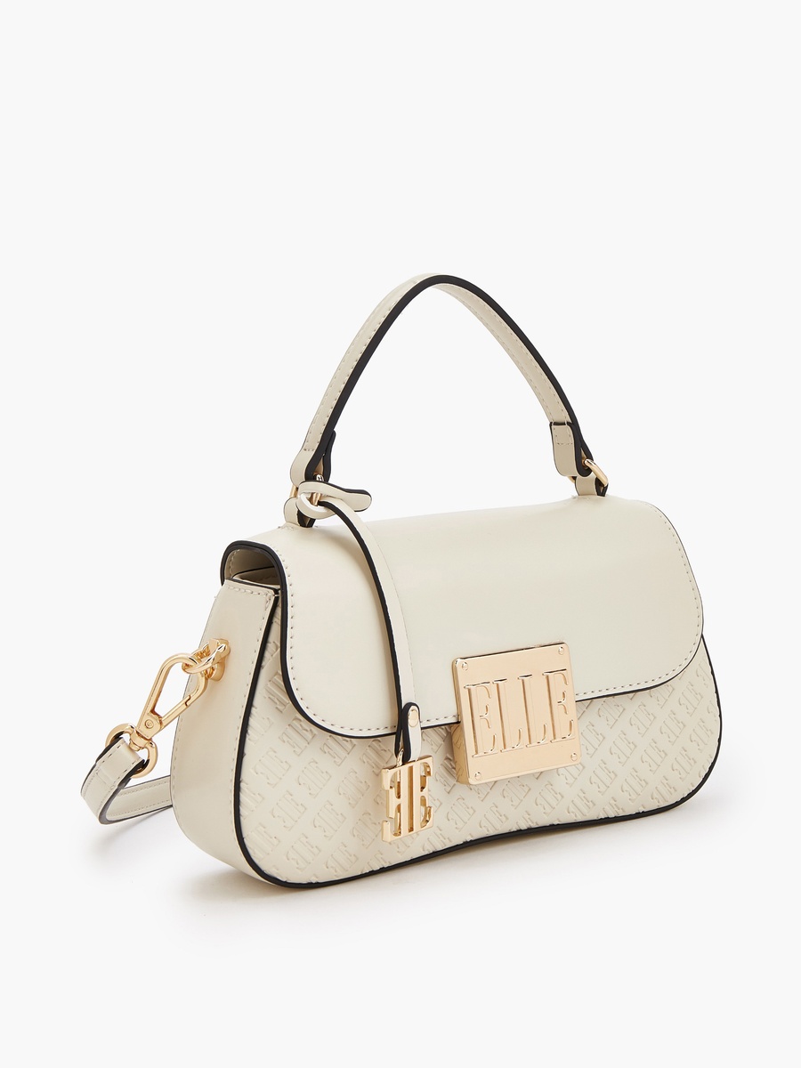 Monogram Embossed Satchel Bag with Detachable Strap