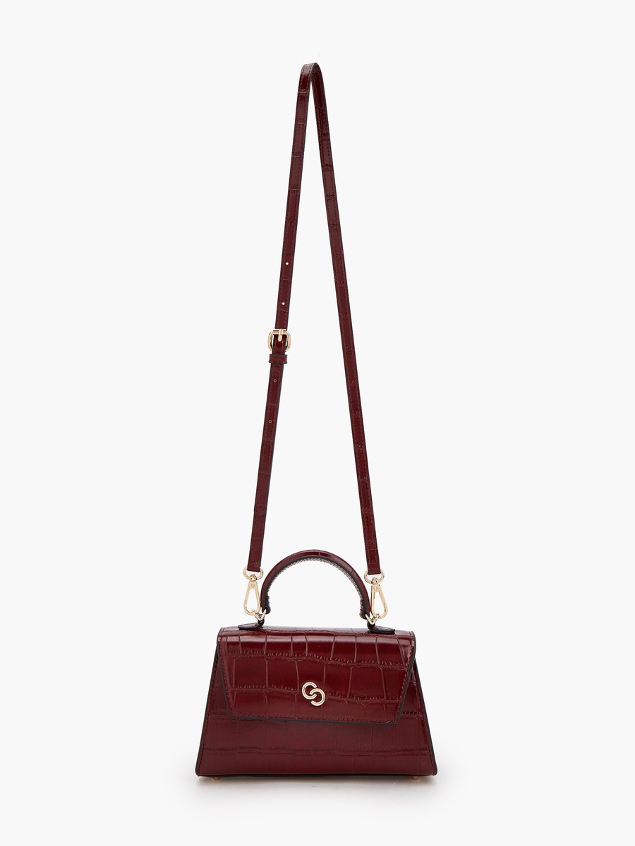 Textured Satchel Bag with Button Closure