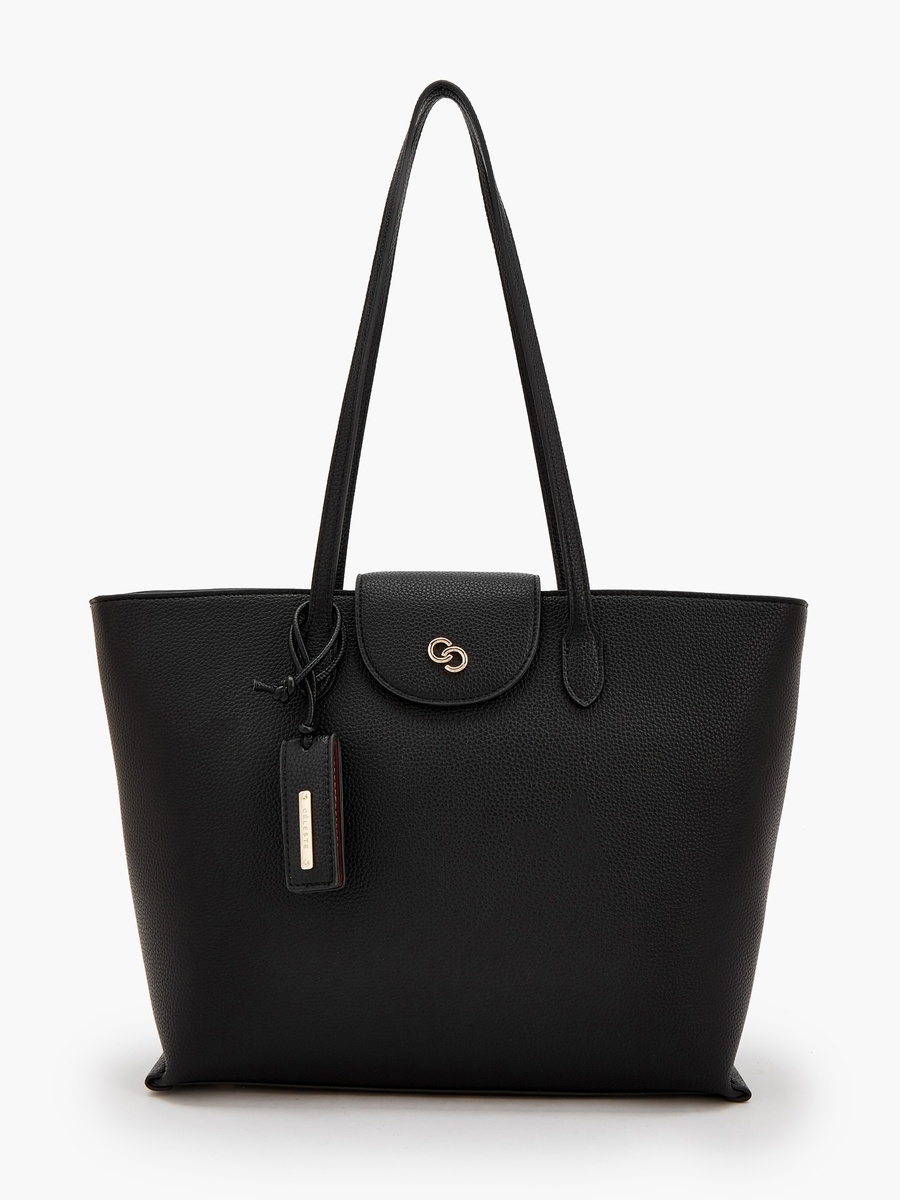 Textured Tote Bag with Zip Closure