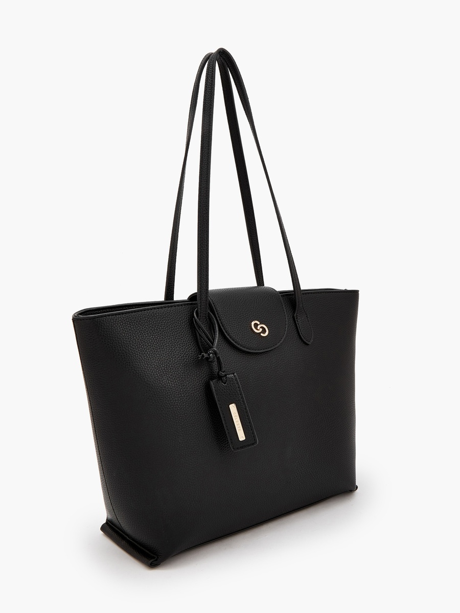 Textured Tote Bag with Zip Closure
