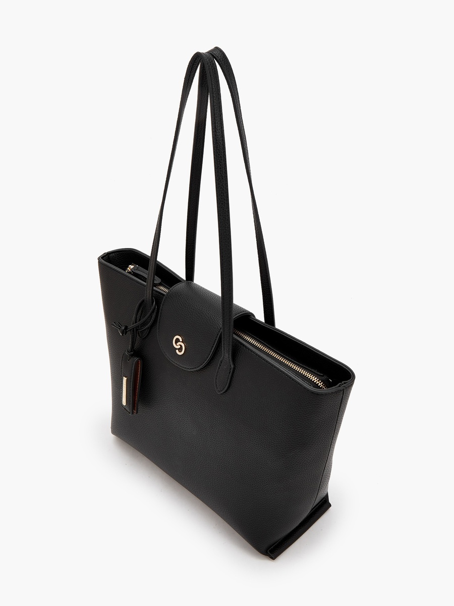 Textured Tote Bag with Zip Closure