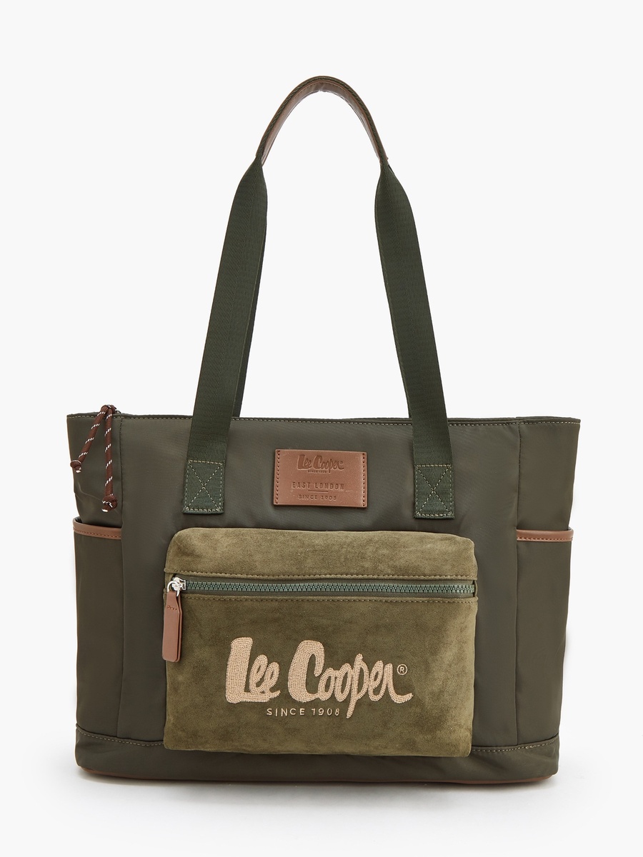 Suede Tote Bag with Zip Closure
