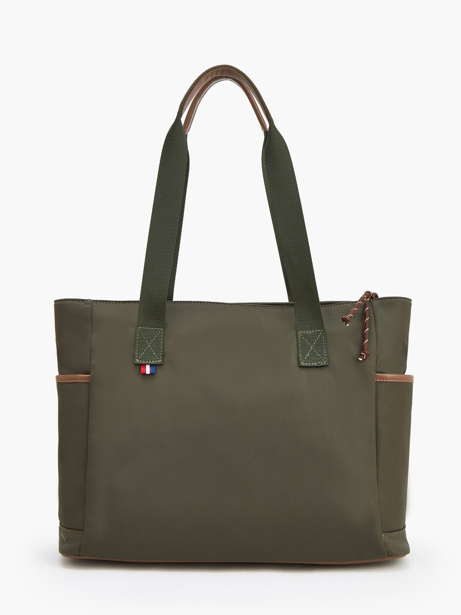 Suede Tote Bag with Zip Closure