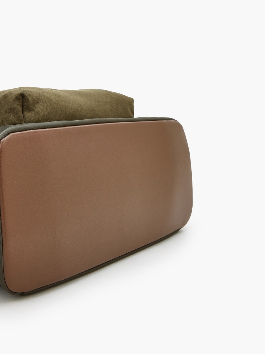 Suede Tote Bag with Zip Closure