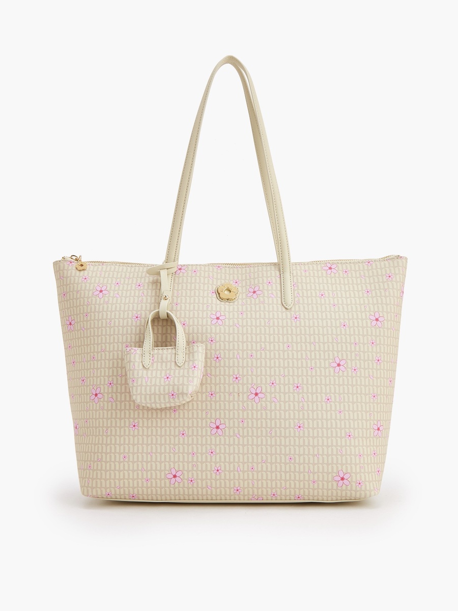 Floral Print Tote Bag with Coin Pouch