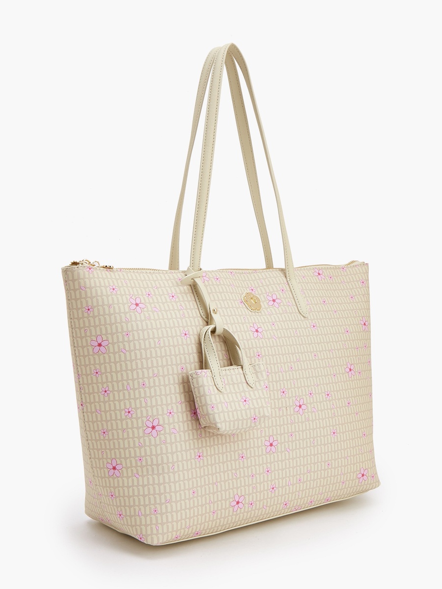 Floral Print Tote Bag with Coin Pouch