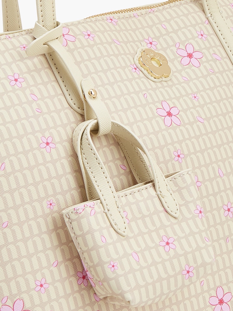 Floral Print Tote Bag with Coin Pouch
