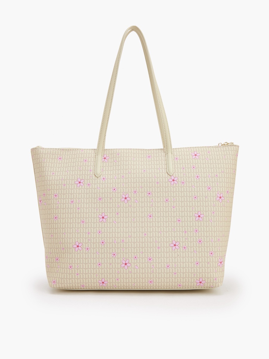 Floral Print Tote Bag with Coin Pouch