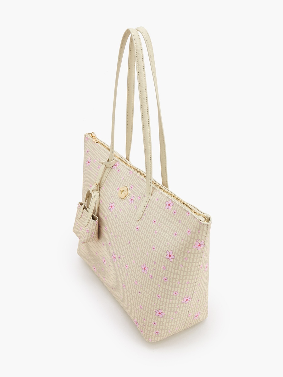 Floral Print Tote Bag with Coin Pouch