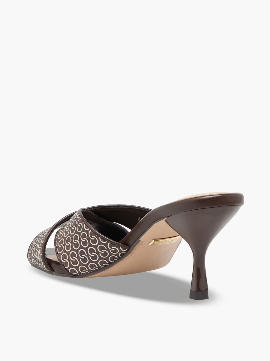Women Monogram Print Stiletto Heel Sandals