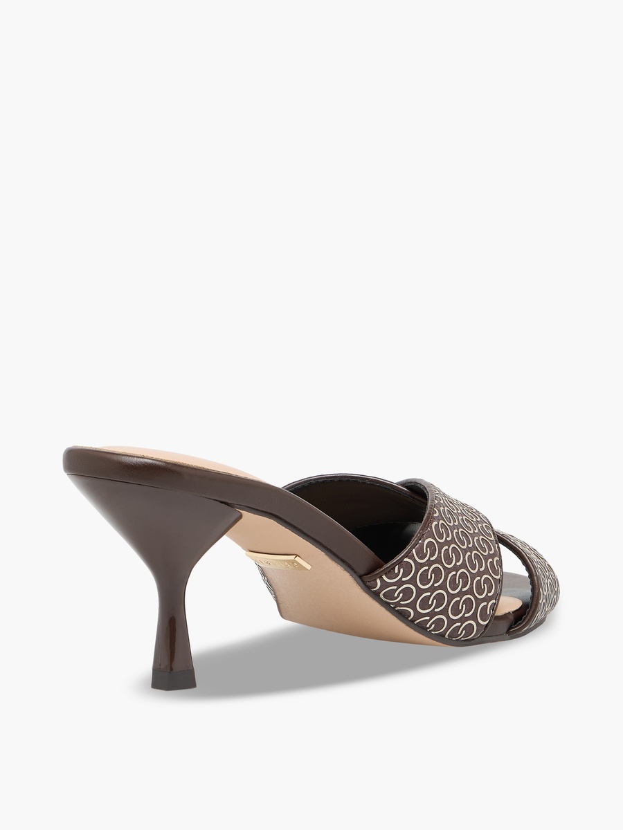 Women Monogram Print Stiletto Heel Sandals