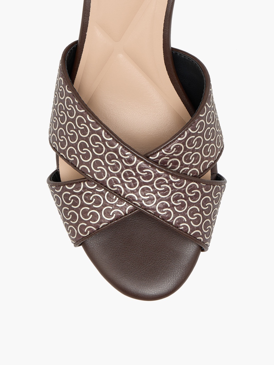 Women Monogram Print Stiletto Heel Sandals