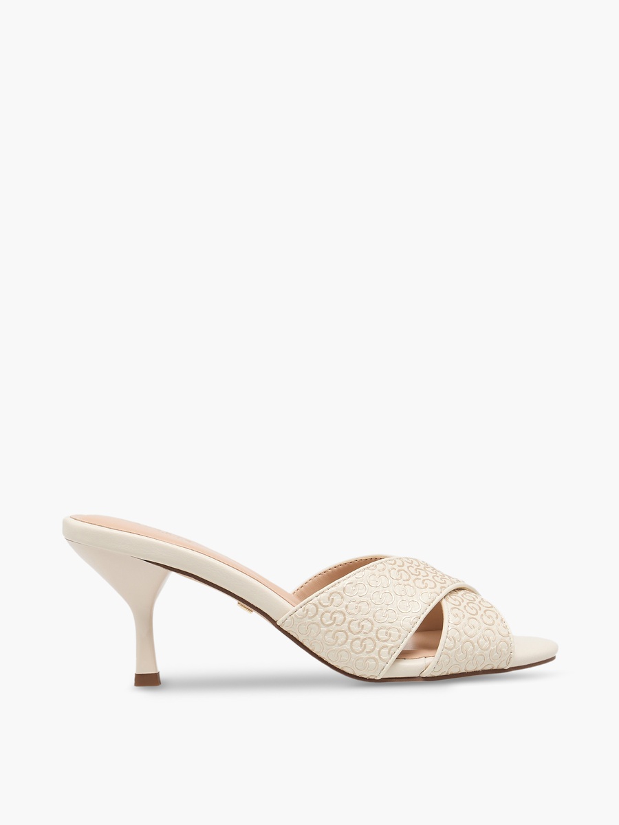 Women Monogram Print Stiletto Heel Sandals