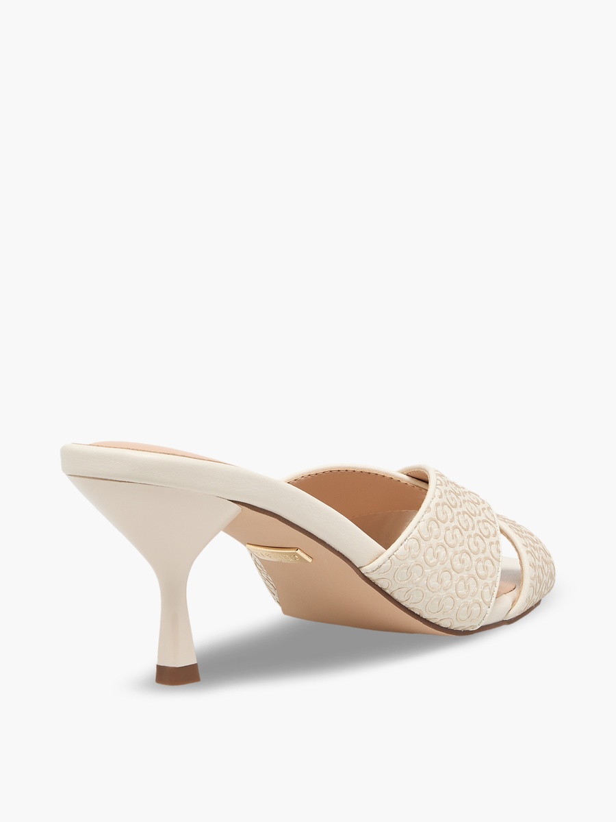 Women Monogram Print Stiletto Heel Sandals
